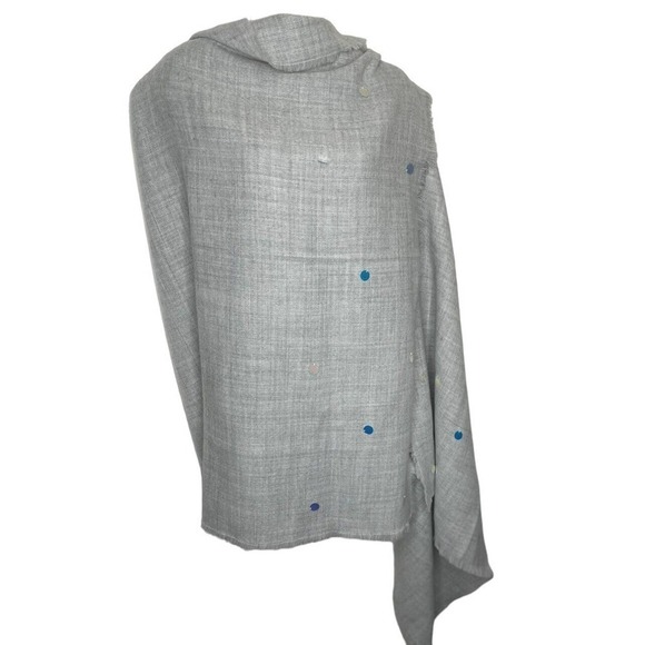 Savida Grey Disc Scarf Rectangle Blanket Wrap Fringe 39 X 74 New with Tags - Picture 2 of 9